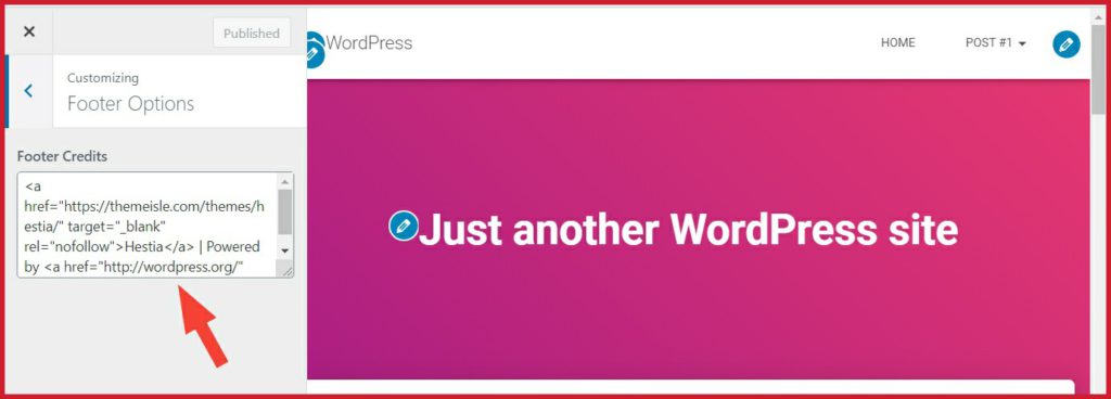 How To Change The Footer Copyright Text Of Hestia WordPress Theme 2 hestia footer copyright - WebPlover